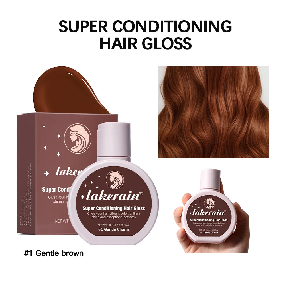 Hair Glaze Super Gloss Color Conditioning Gloss Rinse Out Semi-Permanent Hair Gloss that Enhances Color Nourish and repair Easy Peaceful Pleasures Health and Wellness 1 Gentle Brown