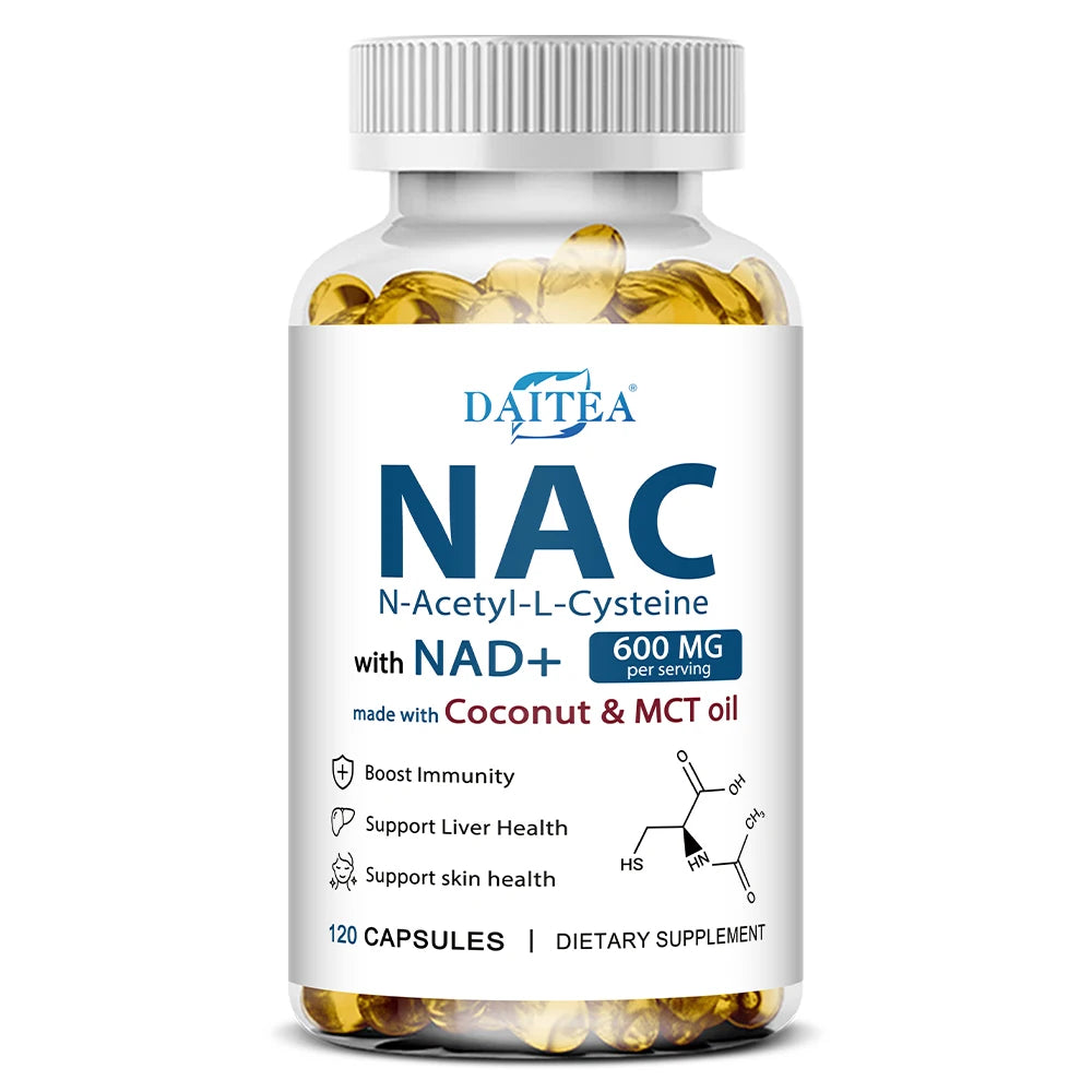 Nac Supplement Capsules, N-acetyl Cysteine with NAD+ || Double Strength - Support for Immune, Liver Health, Respiratory Health Peaceful Pleasures Health and Wellness 120 count-1 bottle