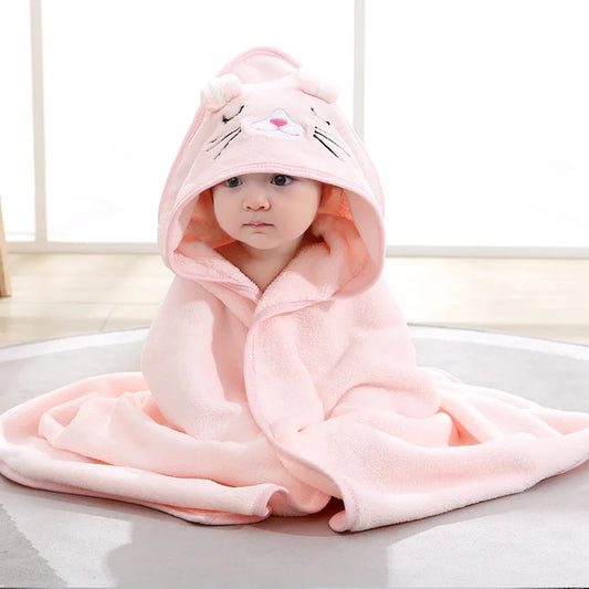 Baby Hooded Bath Towel | Soft Cotton Newborn Bathrobe 80x80cm Baby Hooded Bath Towel Peaceful Pleasures Health and Wellness Pink