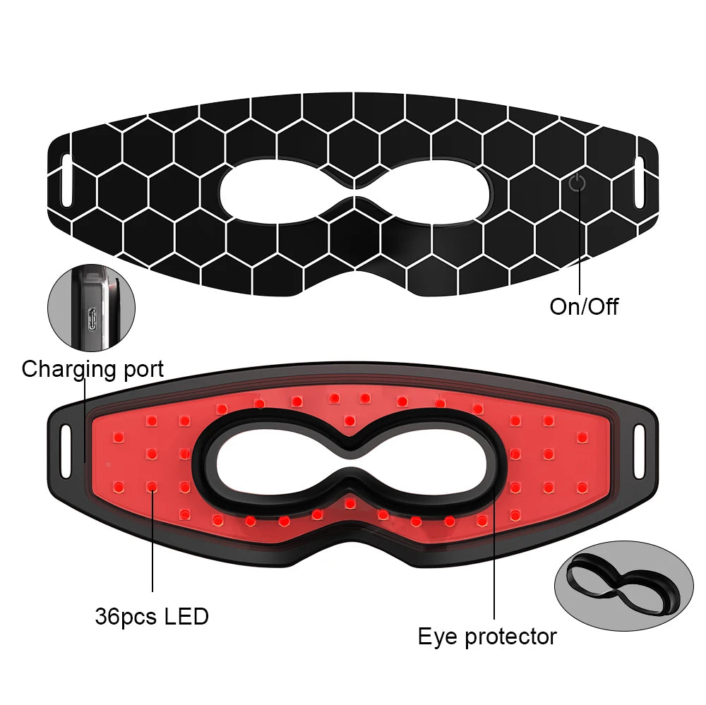 Cordless Red Light Eye Mask 7 Color Silicone Photon Therapy Under Eye Rejuvenation Mask for Dark Circle Puffiness Beauty Device Peaceful Pleasures Health and Wellness