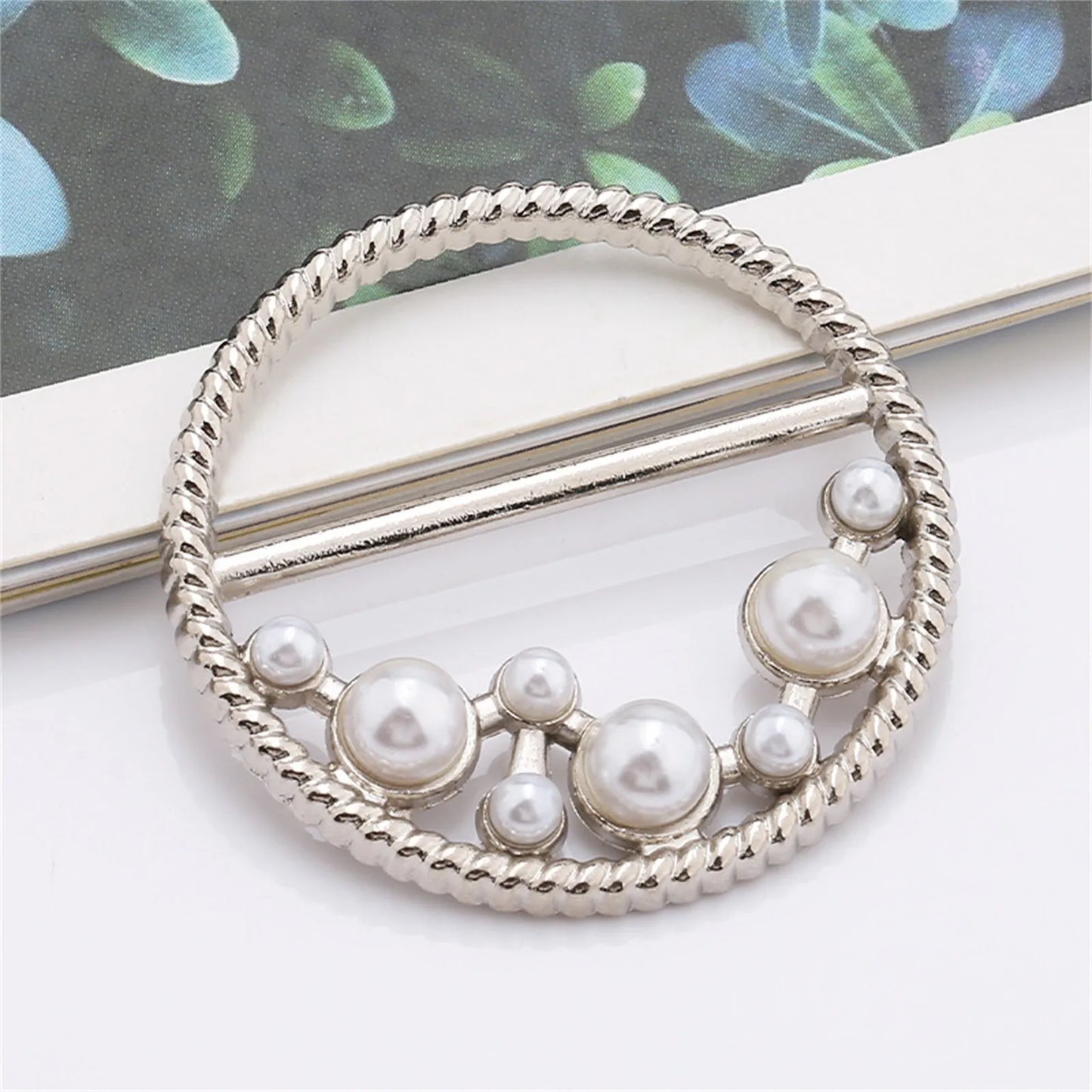 Crystal Pearl Scarf Ring Clip – Shirt Knot Buckle Brooch