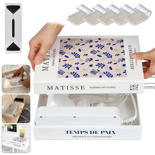 Book Shaped Cord Organiser To Conceal Power Strip Cable Management Box For Desk Multipurpose Power Strip Box For Home/Office Peaceful Pleasures Health and Wellness
