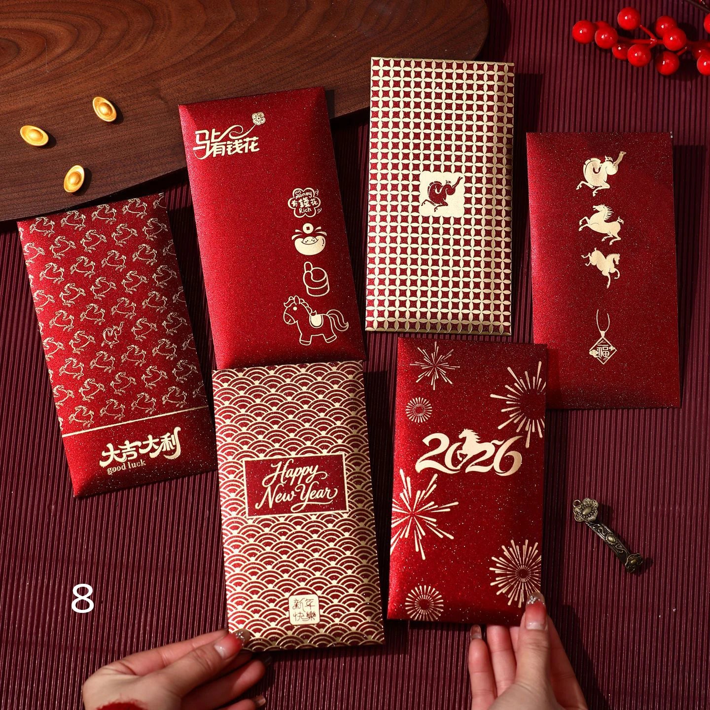 2026 Year of the Horse Red Envelopes 6pcs | Lucky Hong Bao