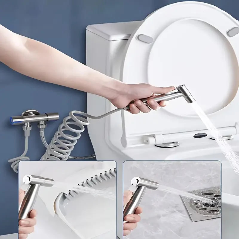 304 Stainless Steel Dual-Function Bidet Sprayer & Angle Valve Kit