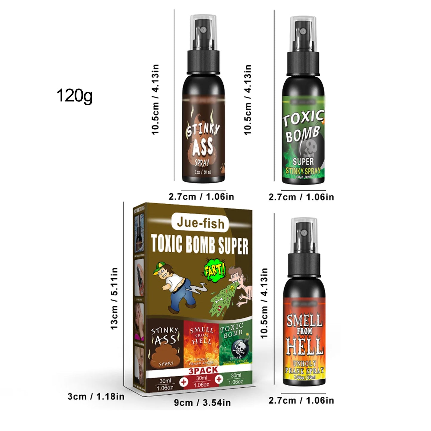 3 Pack Stinky Ass Fart Spray Stink Hilarious Gag Gifts Non Toxic Long Lasting for Halloween Prank Gift Peaceful Pleasures Health and Wellness