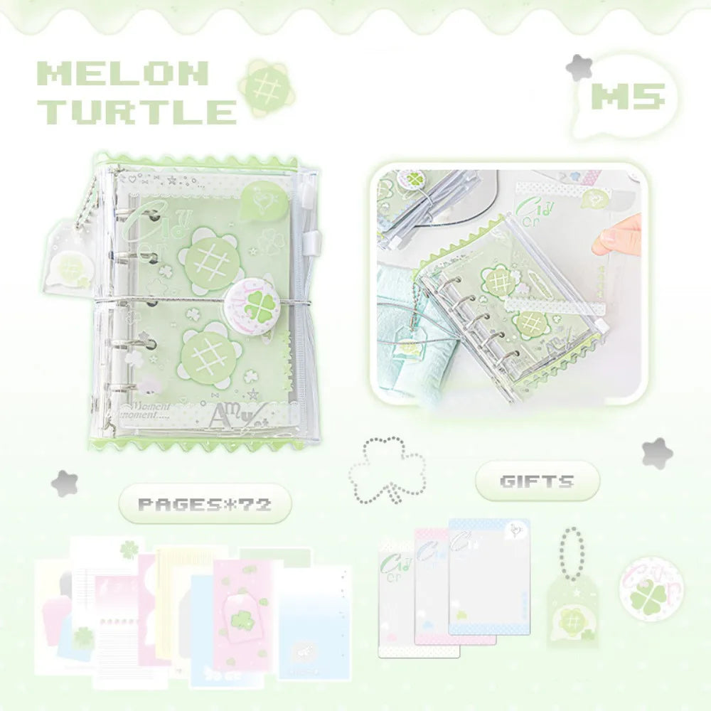 Learn Ledger Hand Ledger M5 Pocket Binder Notebook Portable Mini Loose-leaf Notebook Cute Aesthetic Hand Account Book Studnet Peaceful Pleasures Health and Wellness Green