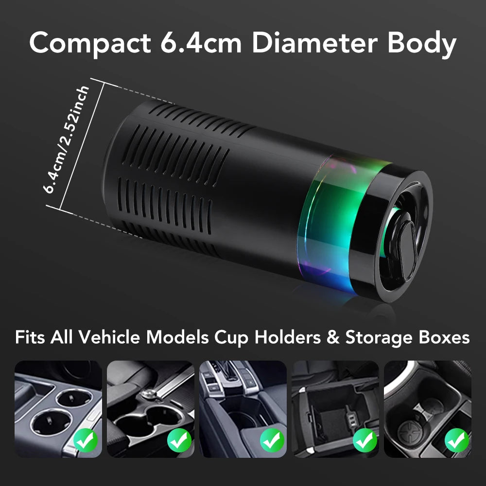 Car Air Purifier With Aroma Diffuser & Led Light for Smoke Pets Odors 5 Million Negative Ion Car Odor Eliminator Air Freshener Peaceful Pleasures Health and Wellness