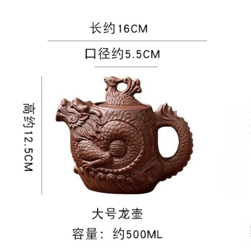 Chinoiserie large capacity dragon and phoenix teapot purple clay teapot kung fu tea set suit teapot tea maker Peaceful Pleasures Health and Wellness