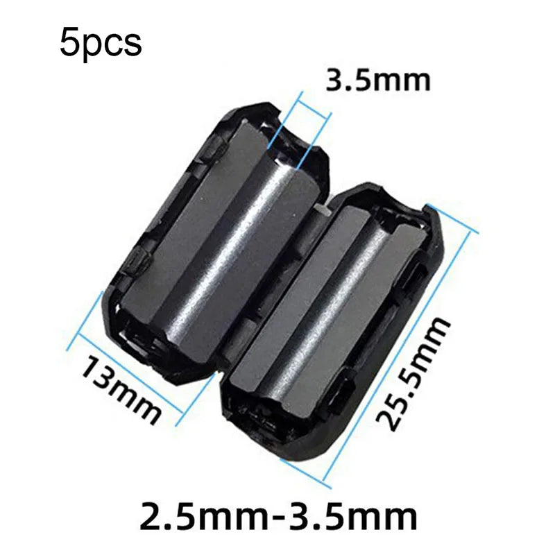 5-Pack Clip-On Ferrite Bead EMI RFI Noise Filter | 5 Sizes