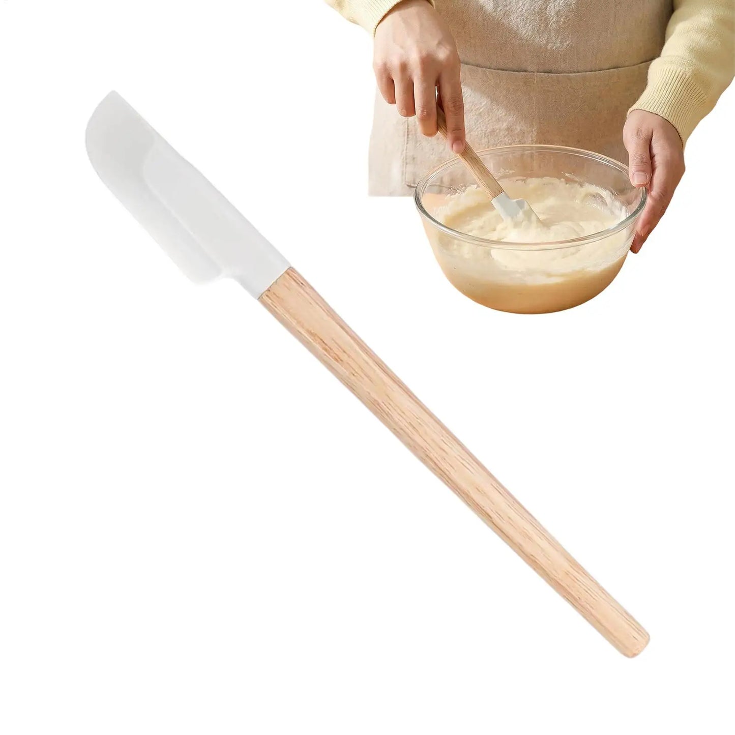 Wooden Handle Silicone Spatula – Heat-Resistant Baking Scraper
