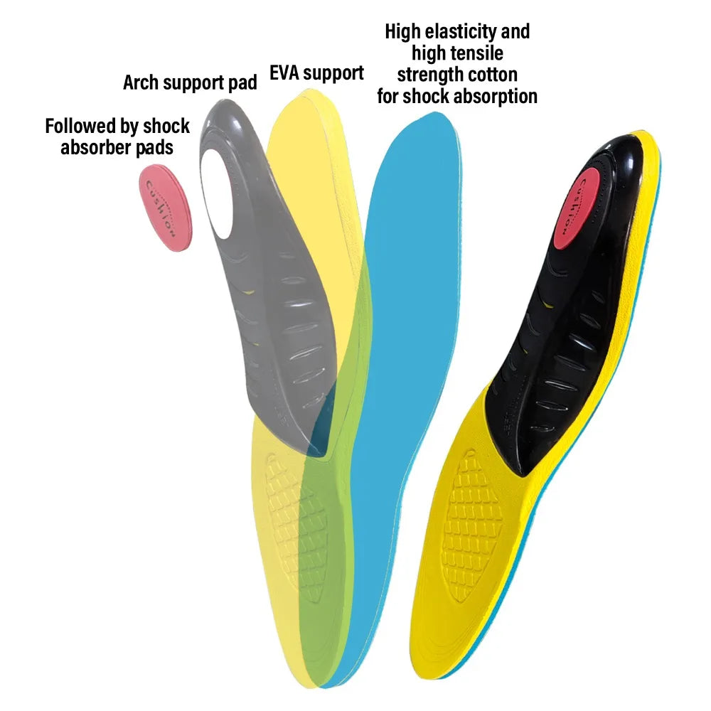 1Pair Anti-slip Corrective Sports Insoles Arch Support Ortchopedic Insoles Gel Shock Absorption Sole Pads for Men Women Peaceful Pleasures Health and Wellness