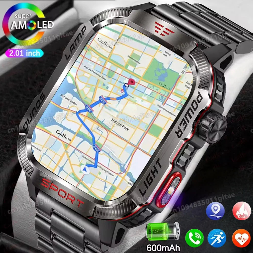Outdoor Sports Smart Watch Women Men 2.01" GPS Tracker LED Flashlight 600mAh Battery Waterproof Bluetooth Call Smartwatch Man Peaceful Pleasures Health and Wellness