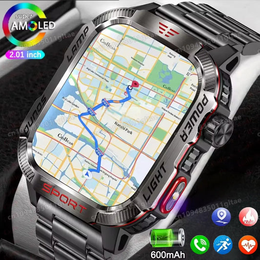 Outdoor Sports Smart Watch Women Men 2.01" GPS Tracker LED Flashlight 600mAh Battery Waterproof Bluetooth Call Smartwatch Man Peaceful Pleasures Health and Wellness