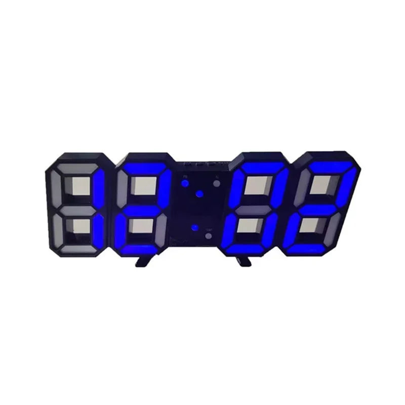 Decoration for Bedroom 3D Digital Wall Clock Home Adjustable Living Room Decor Night Light Mode Decorate Clocks Decorations Peaceful Pleasures Health and Wellness Black Blue