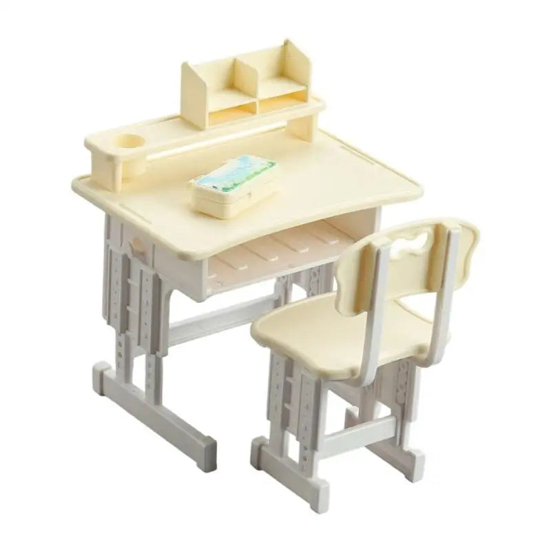 Miniature Desk & Chair Set – Dollhouse School Furniture for Kids