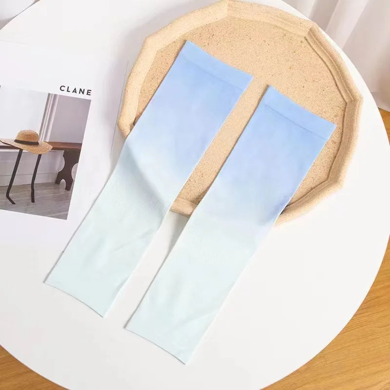 Gradient Sunscreen and Colorful Ice Silk Sleeves Peaceful Pleasures Health and Wellness Blue green