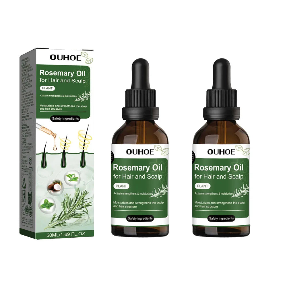 Rosemary Hair Growth Oil Hair Care Thickness Loss Deep Nourishing Scalp Care Strengthen Repair Damaged Oil Control For Men Women Peaceful Pleasures Health and Wellness 2pcs