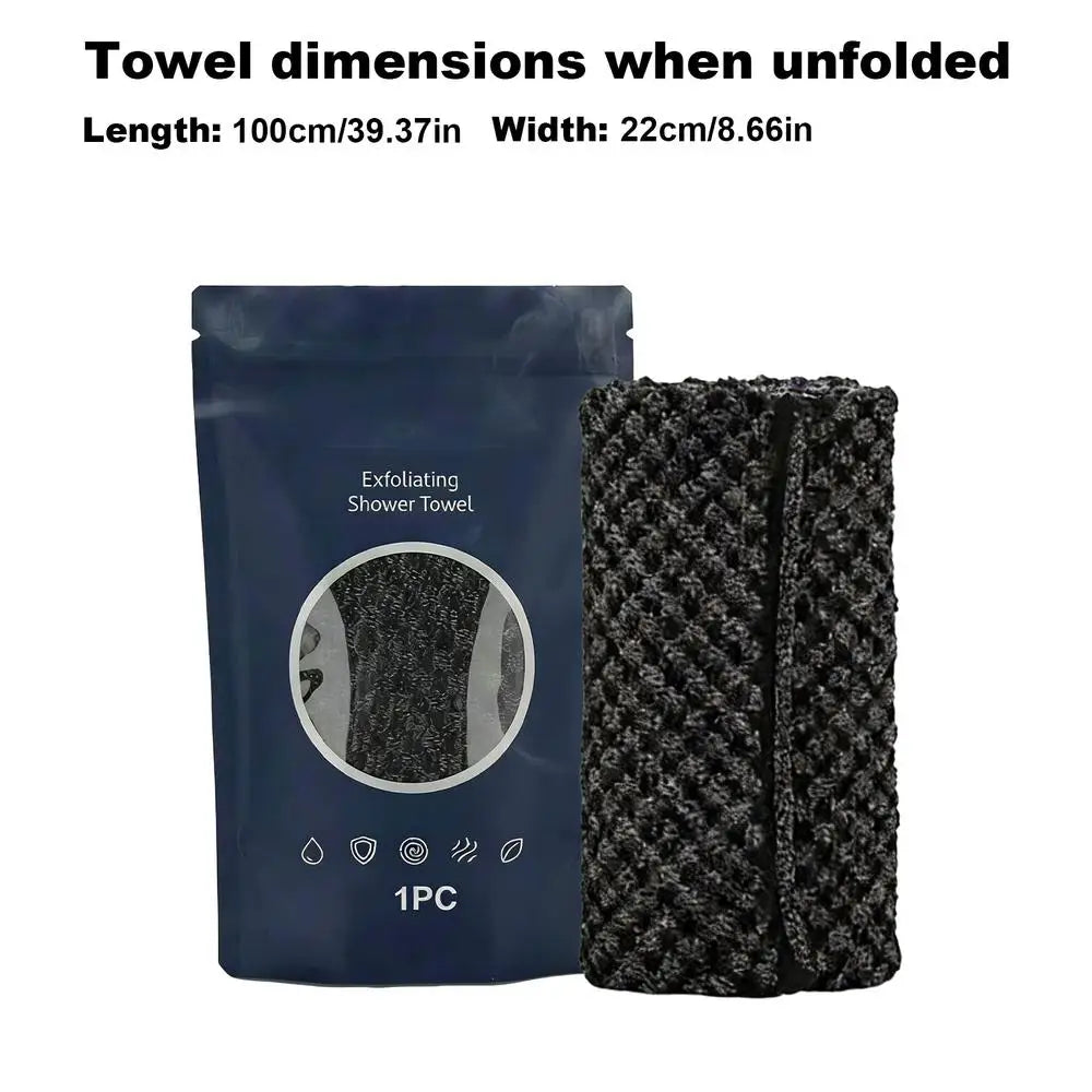 Exfoliating Bath Scrub Towel – Long Handle Back Scrubber