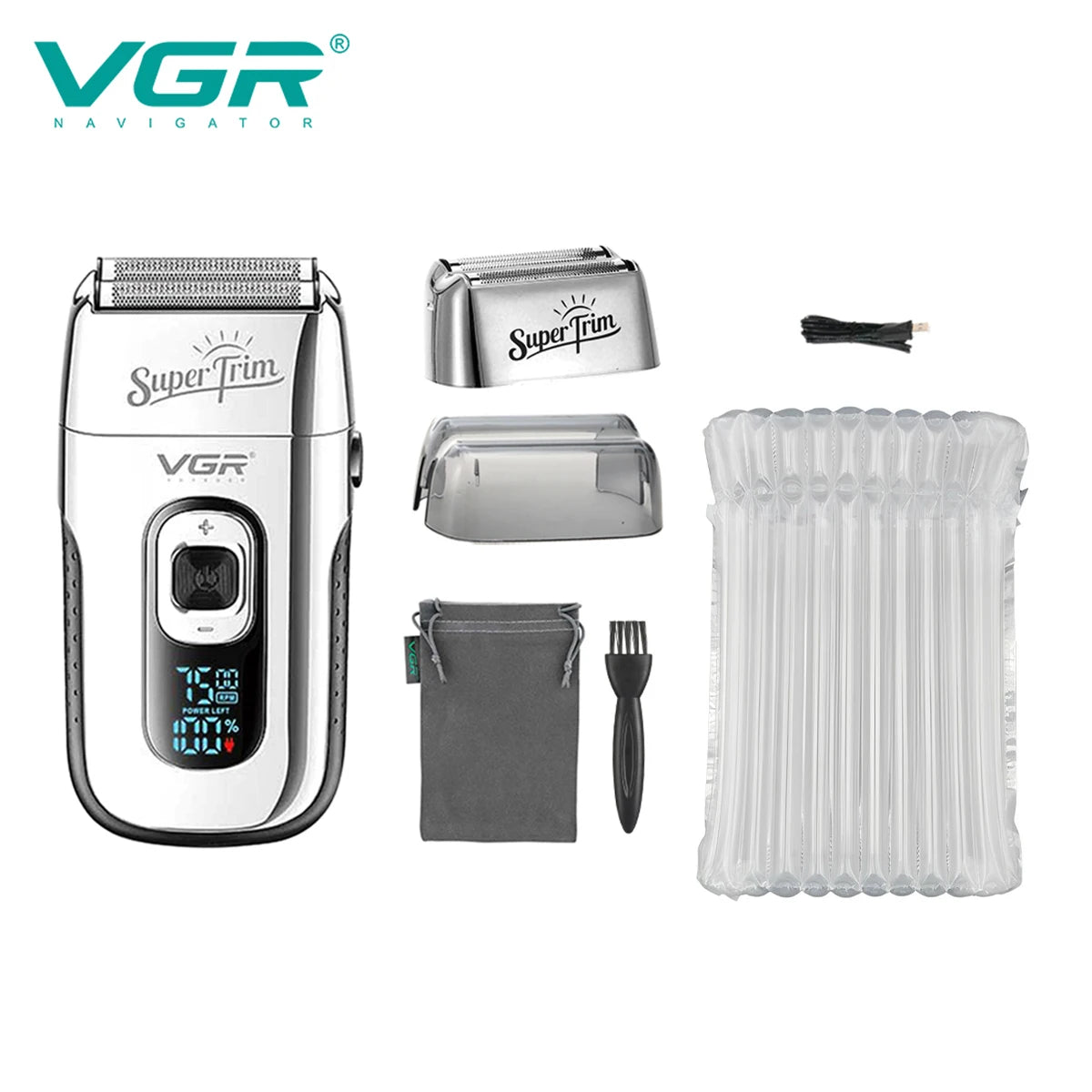 VGR 332 Face Shaver with Blade Professional Hair Trimmer Golden Electric Shaver Rechargeable Safety Shaving Machine for Men Peaceful Pleasures Health and Wellness 332 silver NO box