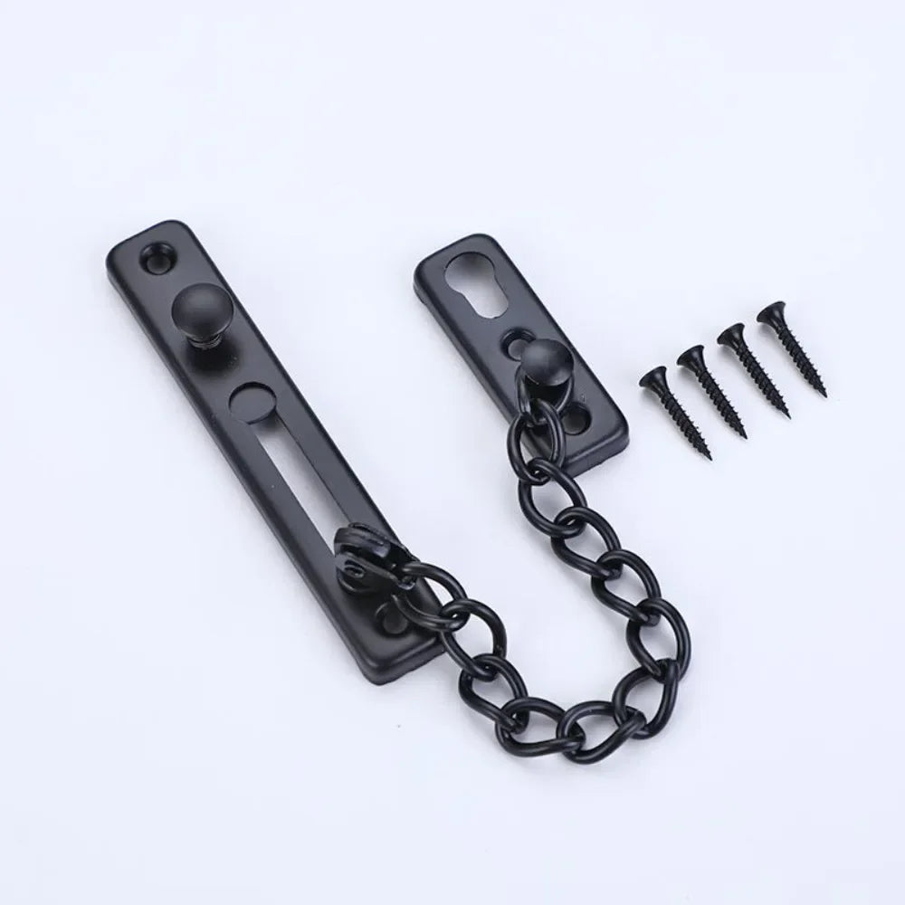 Stainless Steel Key Anti-theft Chain for Hotel Room Door Thickened Stainless Steel Key Anti-theft Chain Sliding Reverse Chain Peaceful Pleasures Health and Wellness black