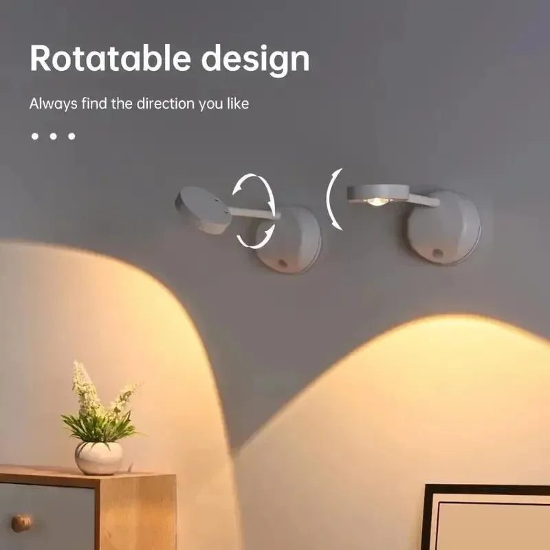 USB Rechargeable Intelligent Human Sensing Wireless Wall Light Dimmable Led Spotlight for Lighting Paintings Pictures RGB Peaceful Pleasures Health and Wellness