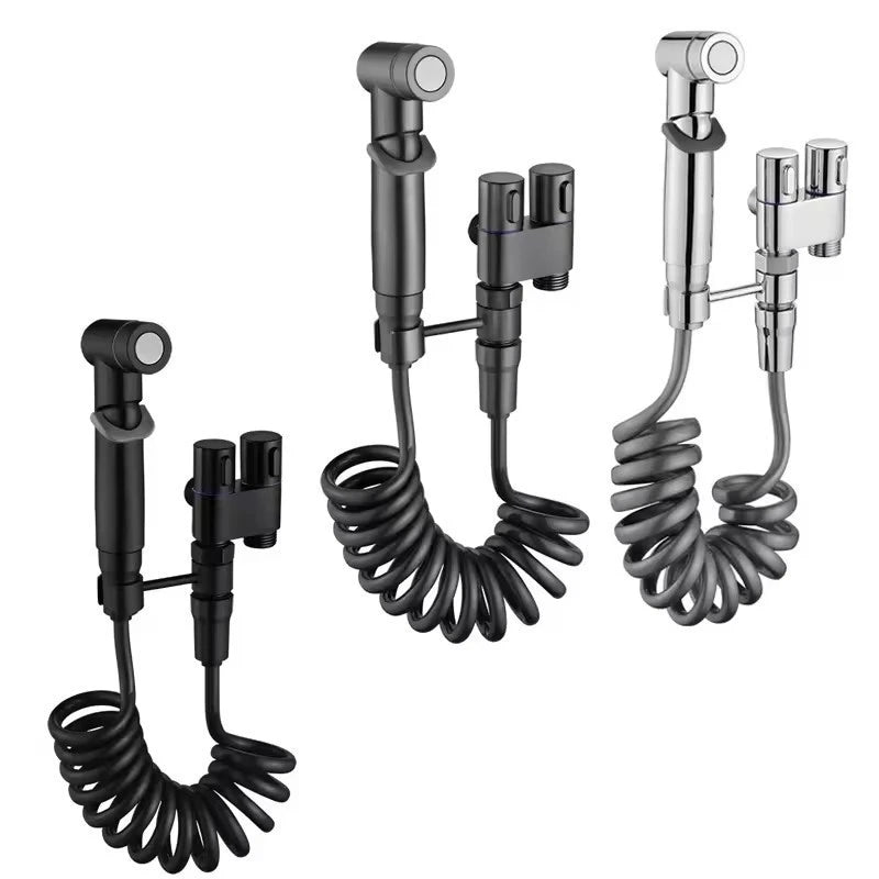 Toilet Cleaning Bidet Toilet Sprayer Set Water Portable Handheld Bidet Sprayer Shower Double Outlet Angle Valve Accessories Peaceful Pleasures Health and Wellness