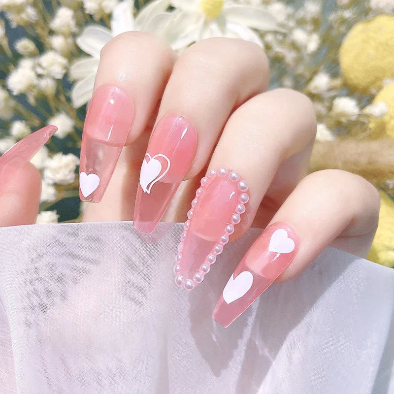 3-Sheet Heart Nail Stickers – Self-Adhesive Nail Decals