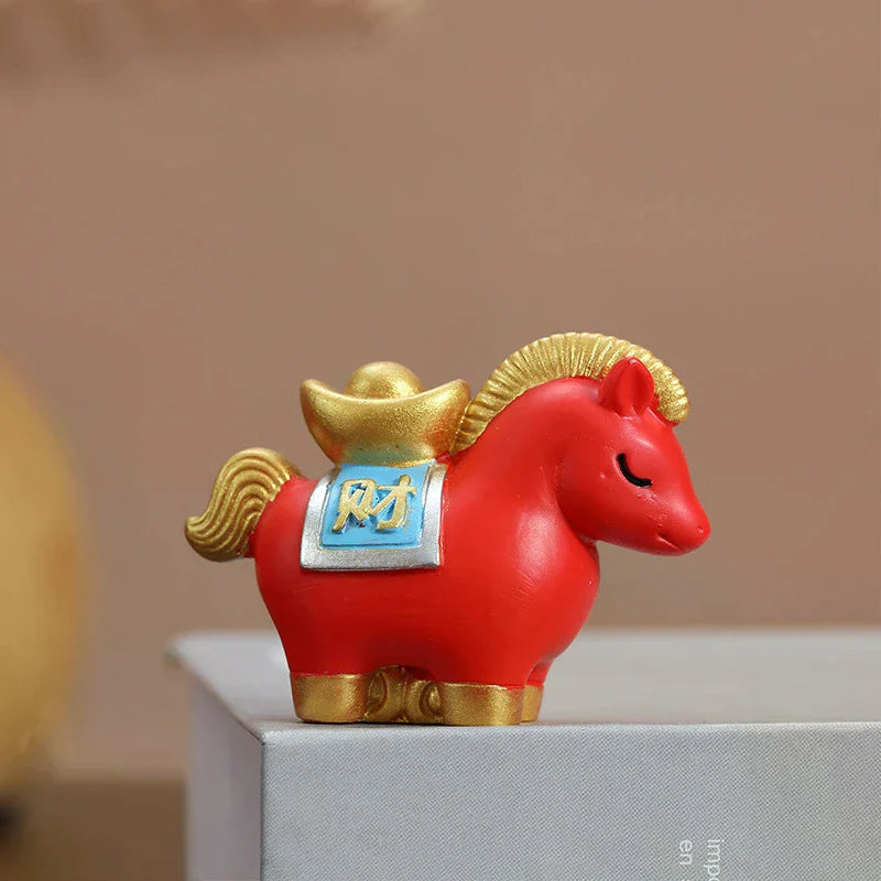 Red Resin Horse Figurine | Chinese Zodiac Good Luck Ornament