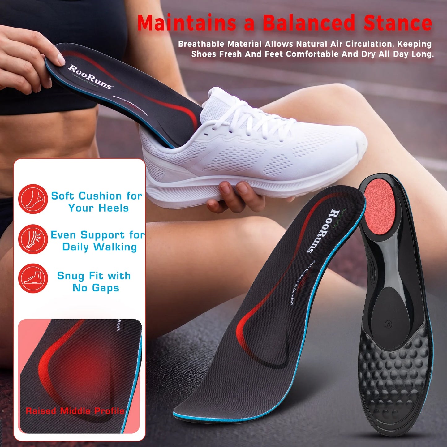 Orthotic Arch Support Insoles for Reducing Fatigue, Cushion, Shock Absorbing, Flat Foot, Unisex Shoe Pad Foot Care Peaceful Pleasures Health and Wellness