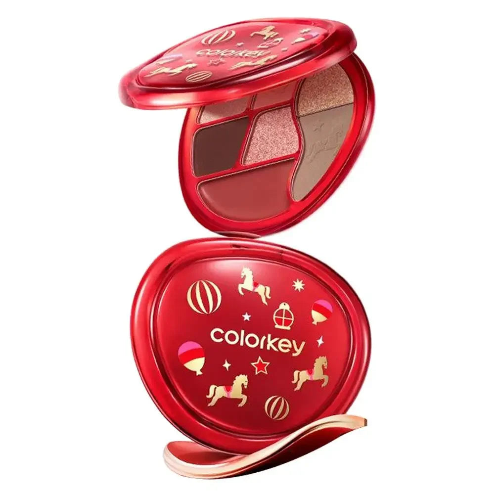 COLORKEY [Year of the Horse Limited Edition] Water Mist Lip Glaze Set Unique Gift Box Matte Velvet Lipstick Eyeshadow Makeup Peaceful Pleasures Health and Wellness Eyeshadow