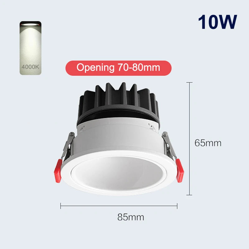 Recessed COB LED Downlight 7W 10W 12W | Aluminum Ceiling Spot