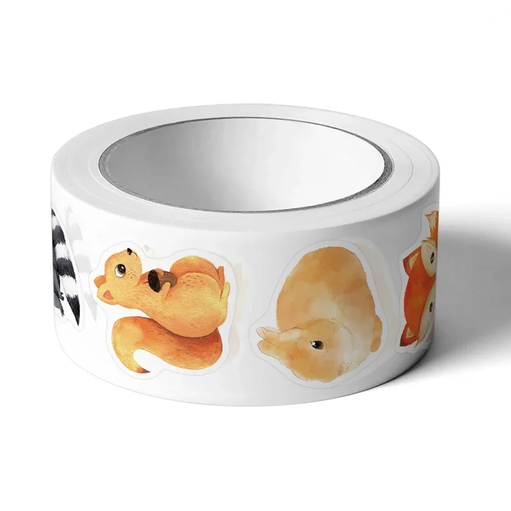 500Pcs/Roll Heterotypic Forest Animals Stickers 2.5cm/1.0'' Art Labels Learning Rewards, Adorn Gifts for Watercup Phone PC Pad Peaceful Pleasures Health and Wellness