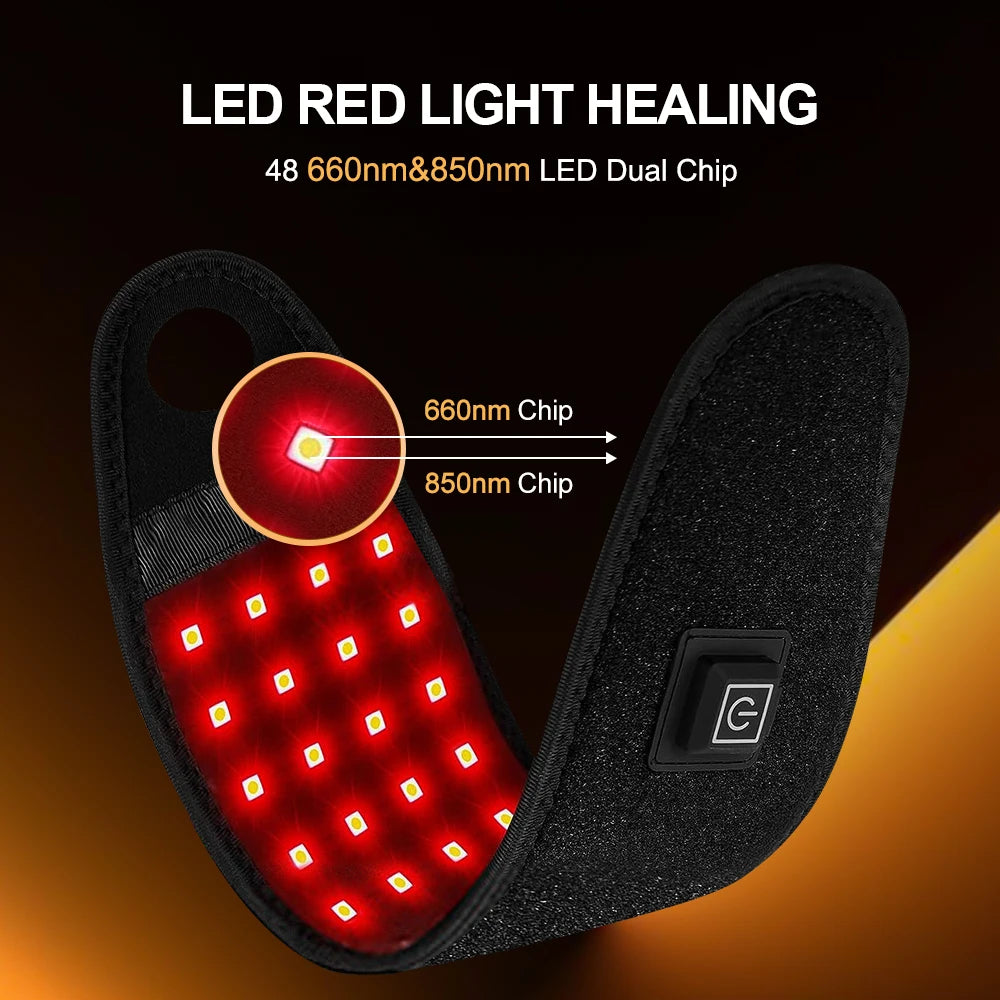 Red Light Therapy Strap 48 660nm & 850nm Wristband Brace LED Infrared Heating Pad Hand Carpal Tunnel Wrist Muscle Relieve Belt Peaceful Pleasures Health and Wellness