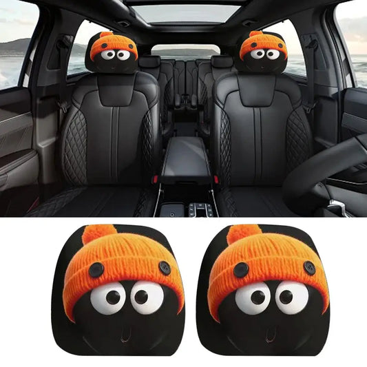 2026 New Car Headrest Cover Universal Fit Stretchy Funny Print 3D Stereo Pattern Washable Breathable Easy Install Car Interior Peaceful Pleasures Health and Wellness