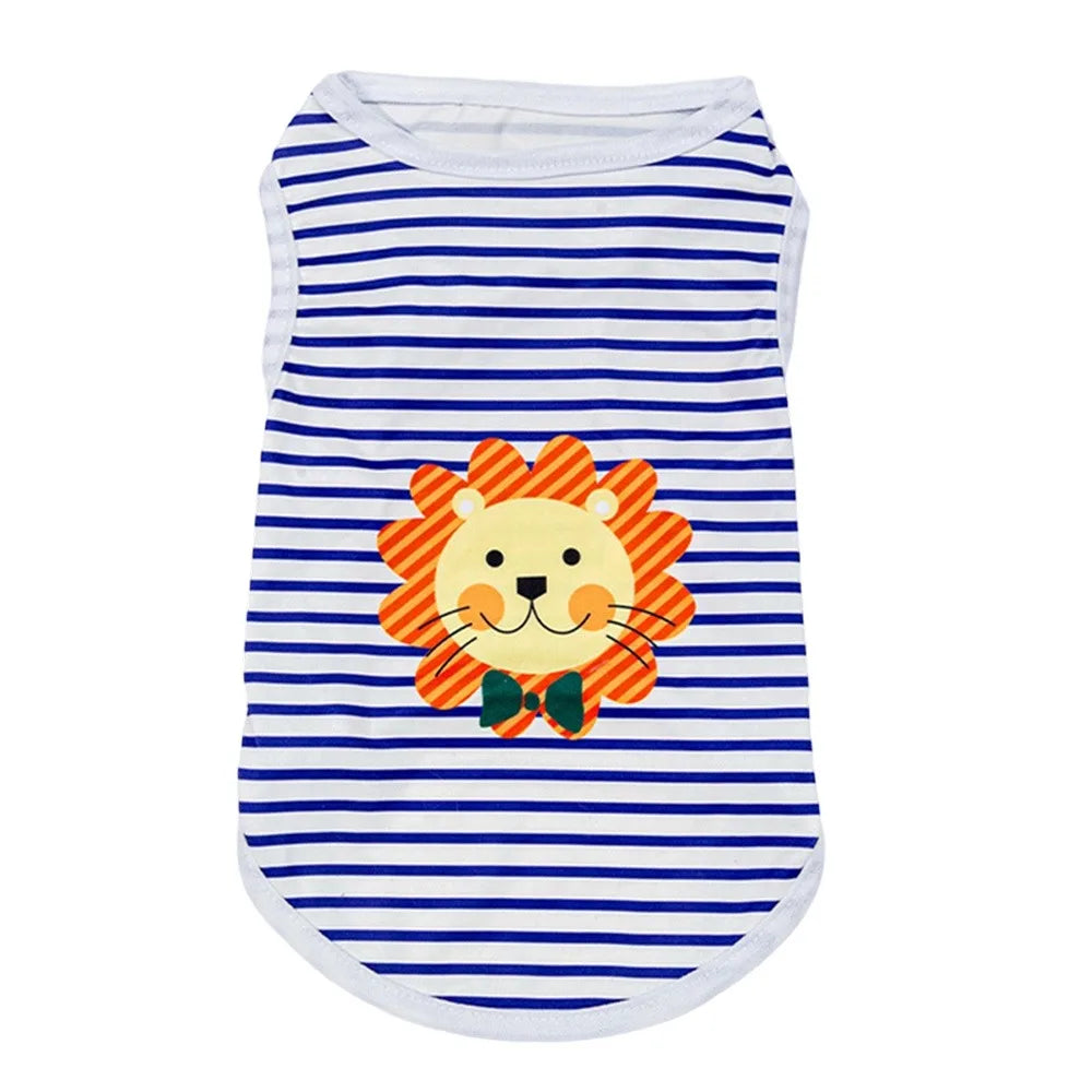 Cute Summer Puppy Sleeveless Vest Cartoon Soft Small Dogs Pullovers Casual Breathable Kitten T-shirts for Small Medium Dog Peaceful Pleasures Health and Wellness Blue S