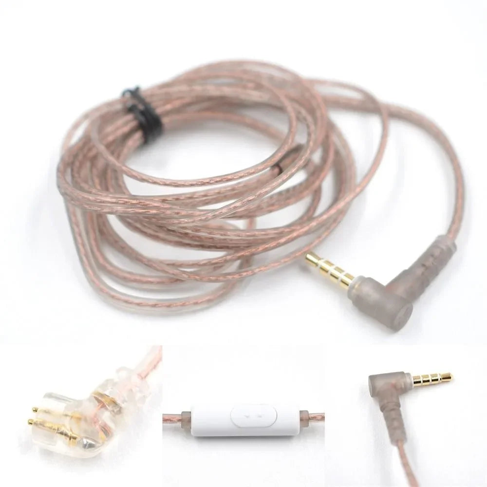Plated 2Pin Cable High-Purity Upgrade Oxygen-Free Copper KZ Earphones Cord ZS10 Earphone Wire In Ear Cable 2Pin Headphone Cord Peaceful Pleasures Health and Wellness C Pin with Mic