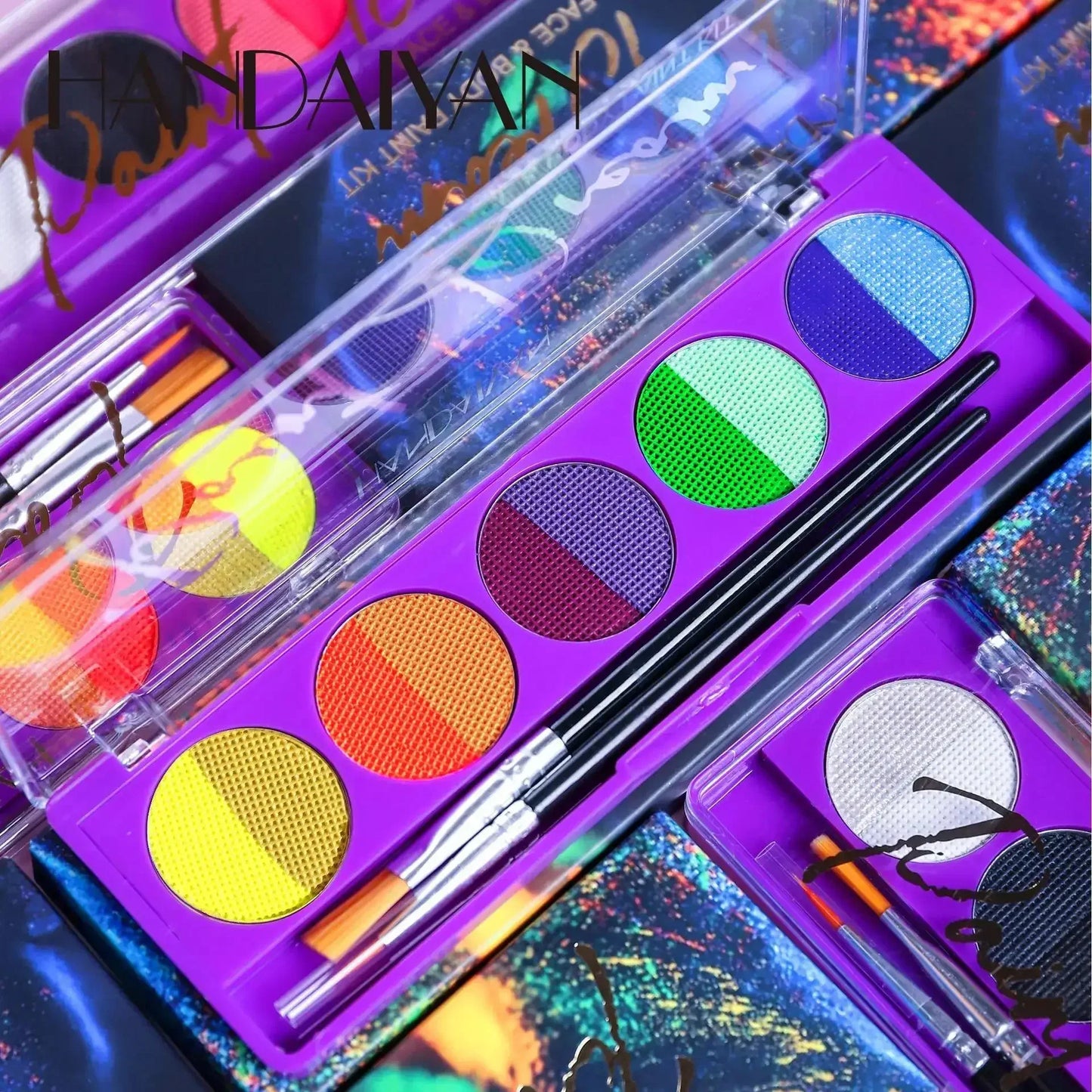 UV Glow Face & Body Paint Palette – High Pigment Water-Based