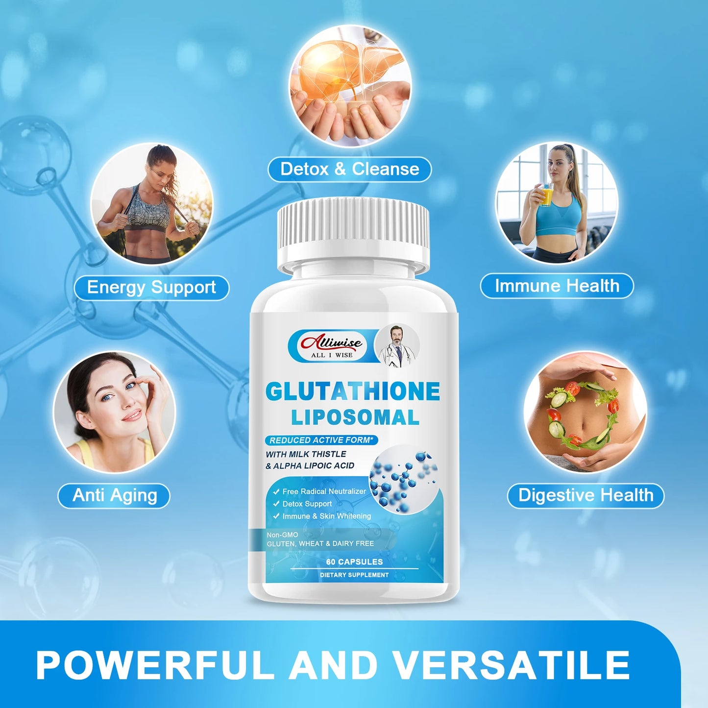 Alliwise Glutathione Capsules – Antioxidant & Skin Clarity Supplement Dietary Supplement Peaceful Pleasures Health and Wellness