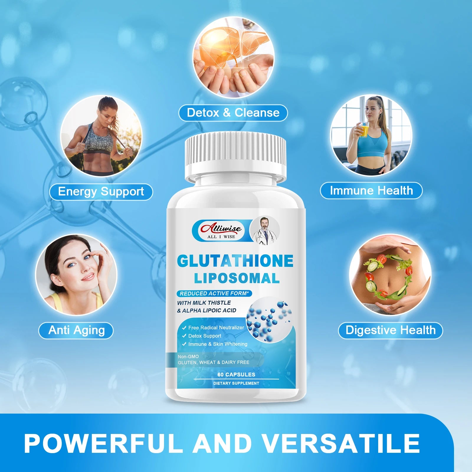 Alliwise Glutathione Capsules – Antioxidant & Skin Clarity Supplement Dietary Supplement Peaceful Pleasures Health and Wellness