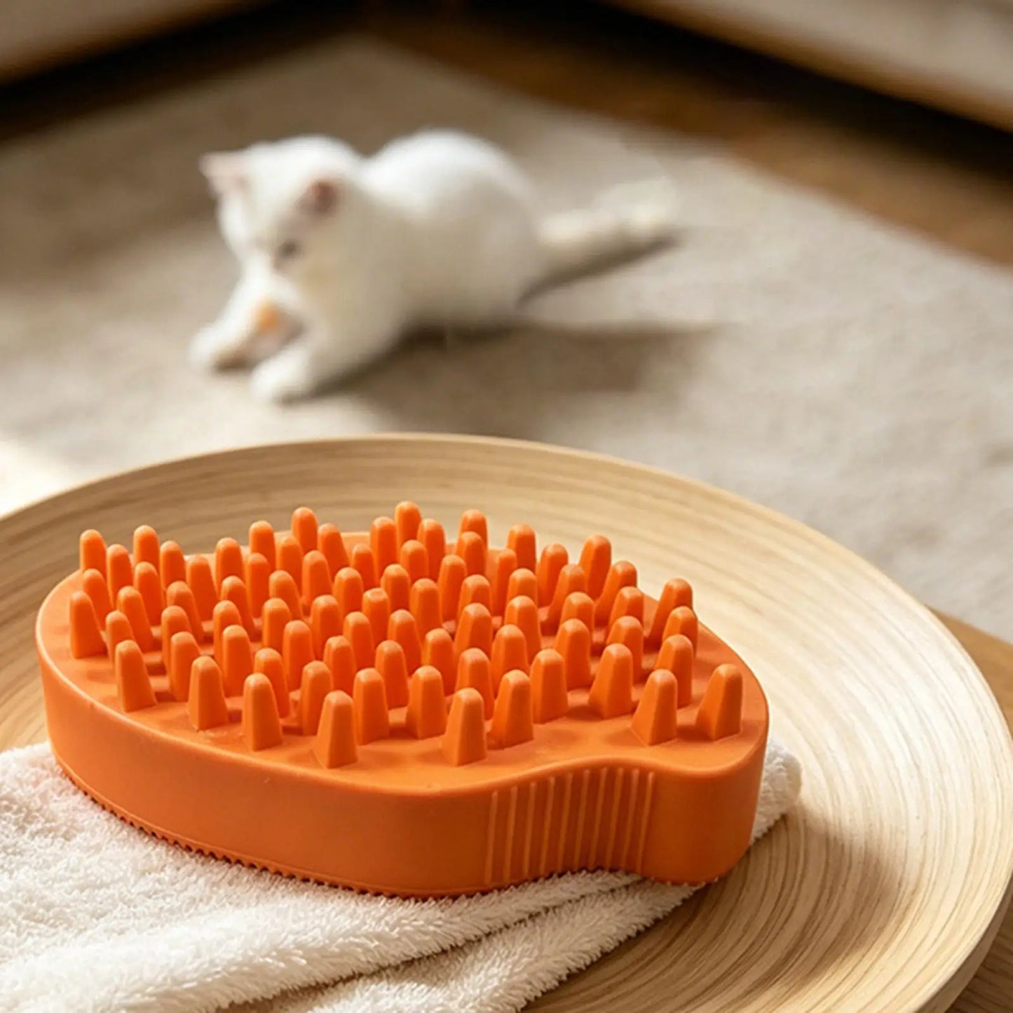 Double-Sided Rubber Pet Grooming Brush for Dogs & Cats