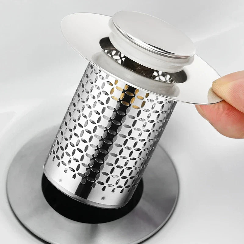 Stainless Steel Pop-Up Drain Stopper & Hair Catcher Strainer