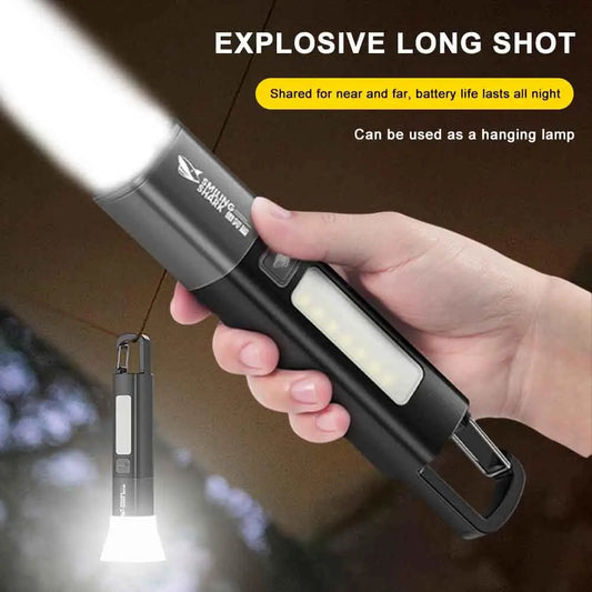 Smiling Shark SD1023 LED Torch Light XPE Super Bright Flashlight with Hook Camping Light USB Rechargeable Zoomable Waterproof Peaceful Pleasures Health and Wellness