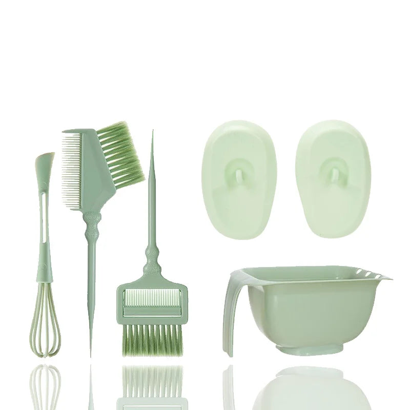 5pcs/set Hair Dye Kit Hair Dye Tools Hairdressing Styling Accessories With Hair Dye Color Mixer Hair Dye Brush Bowl Salon Hair Peaceful Pleasures Health and Wellness green