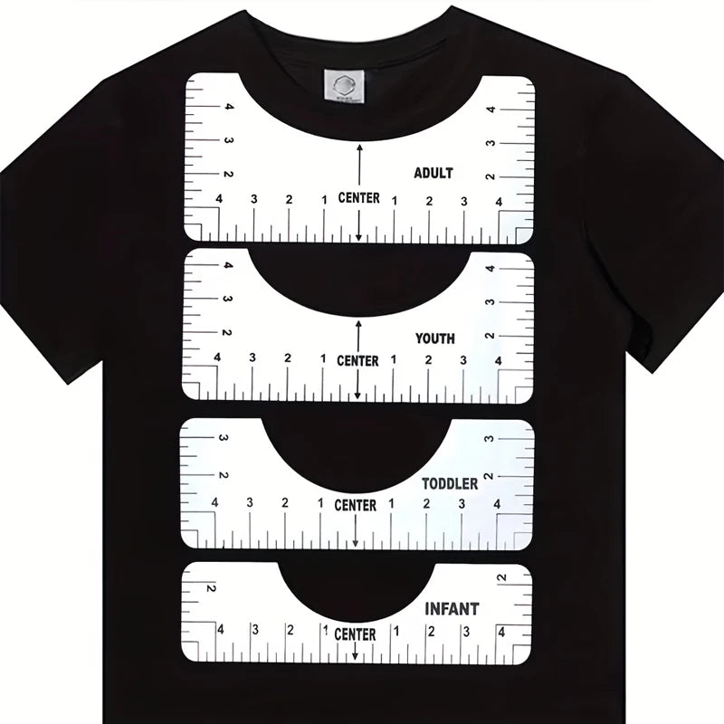 4-Piece T-Shirt Ruler Guide Set – Heat Press Alignment Tool