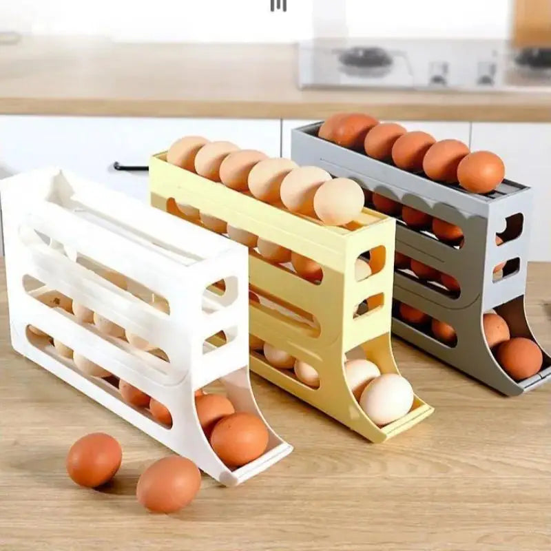 Refrigerator Eggs Storage Box Rolling Kitchen Container Rack Home
