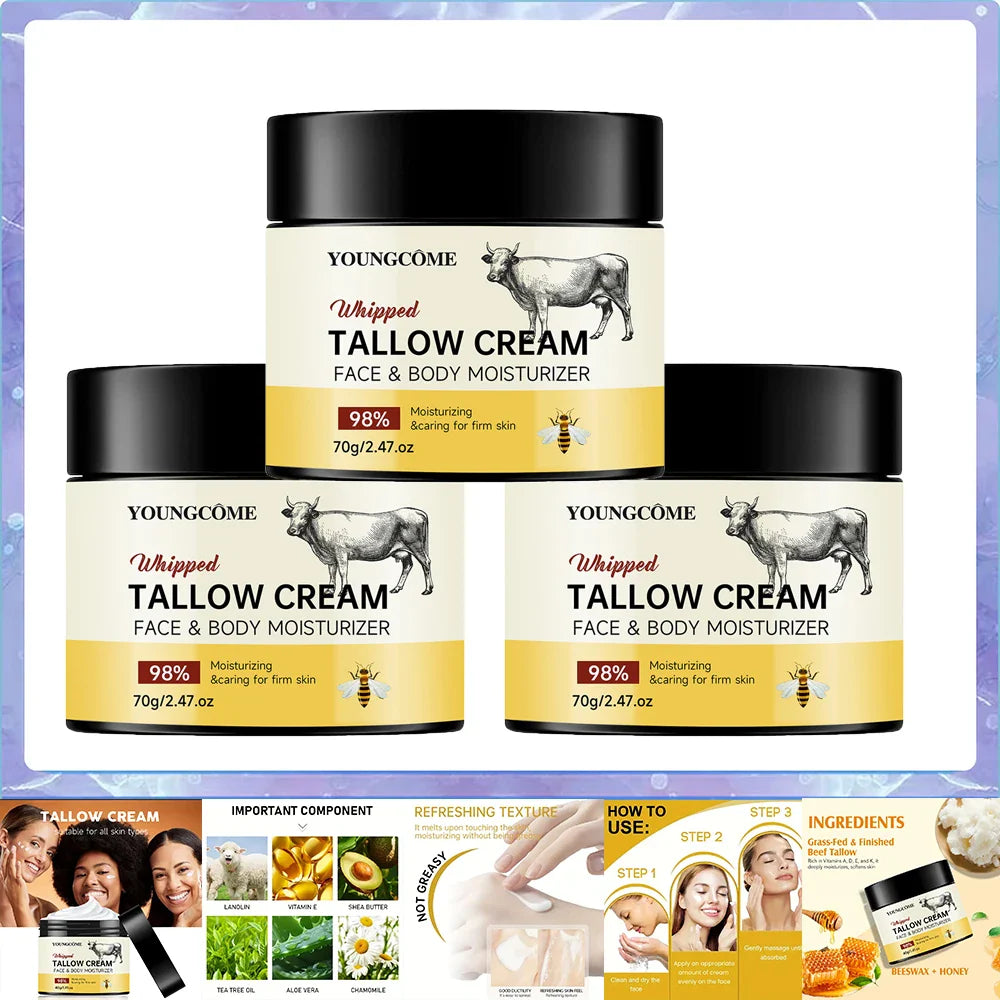 YOUNGCOME Beef Tallow & Honey Balm – Face & Body Moisturizer