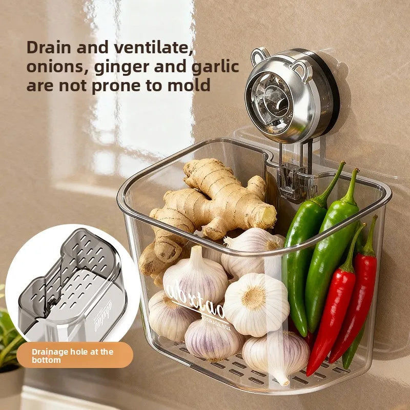 1PC Non perforated storage basket rotating suction cup easy to install storage box kitchen and bathroom storage multifunctional Peaceful Pleasures Health and Wellness