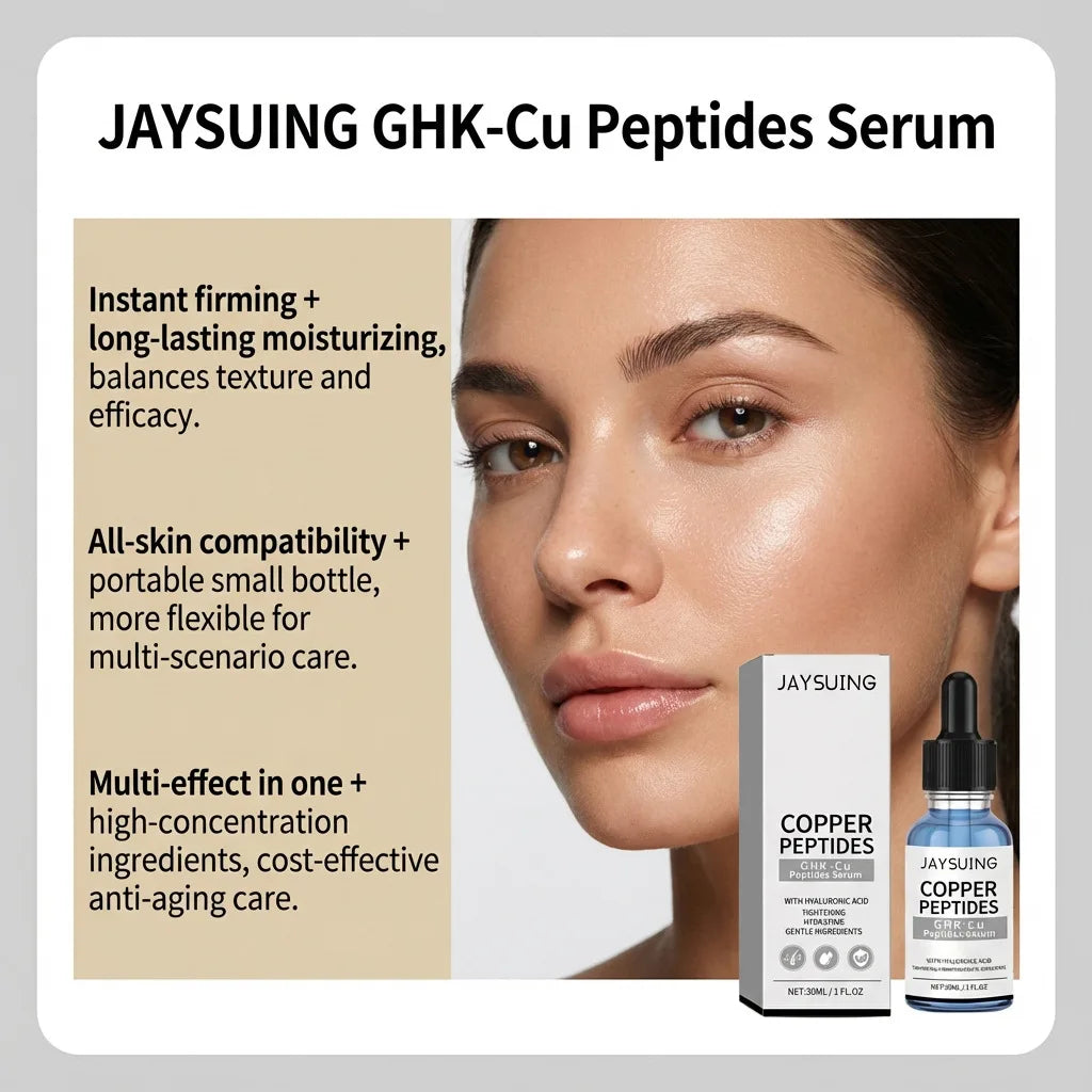 Copper Peptide Face Serum Repair Skin Firming Facial Loosen Skin Brighten Dullness Deeply Hydrate Hyaluronic Acid Face Essence Peaceful Pleasures Health and Wellness