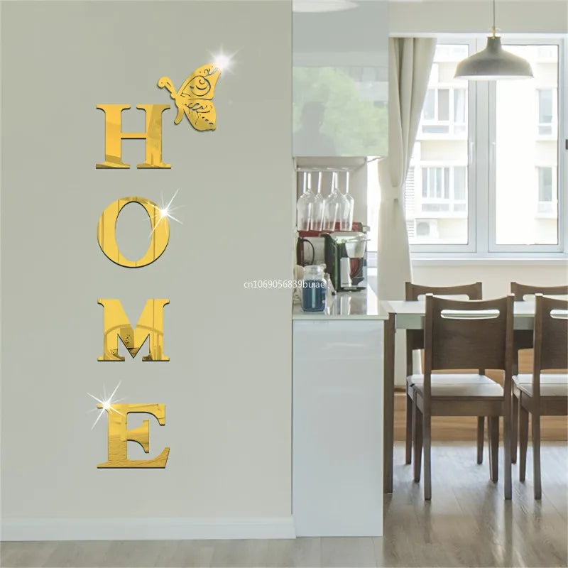 3D Acrylic DIY Mirror Large Self-Adhesive Removable Wall Stickers Family English Alphabet Living Room Bedroom Home Decorations Peaceful Pleasures Health and Wellness