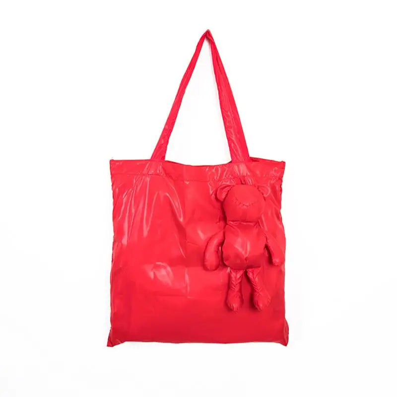 Cute Doll Foldable Tote Bag – Reusable Women's Shopping Bag
